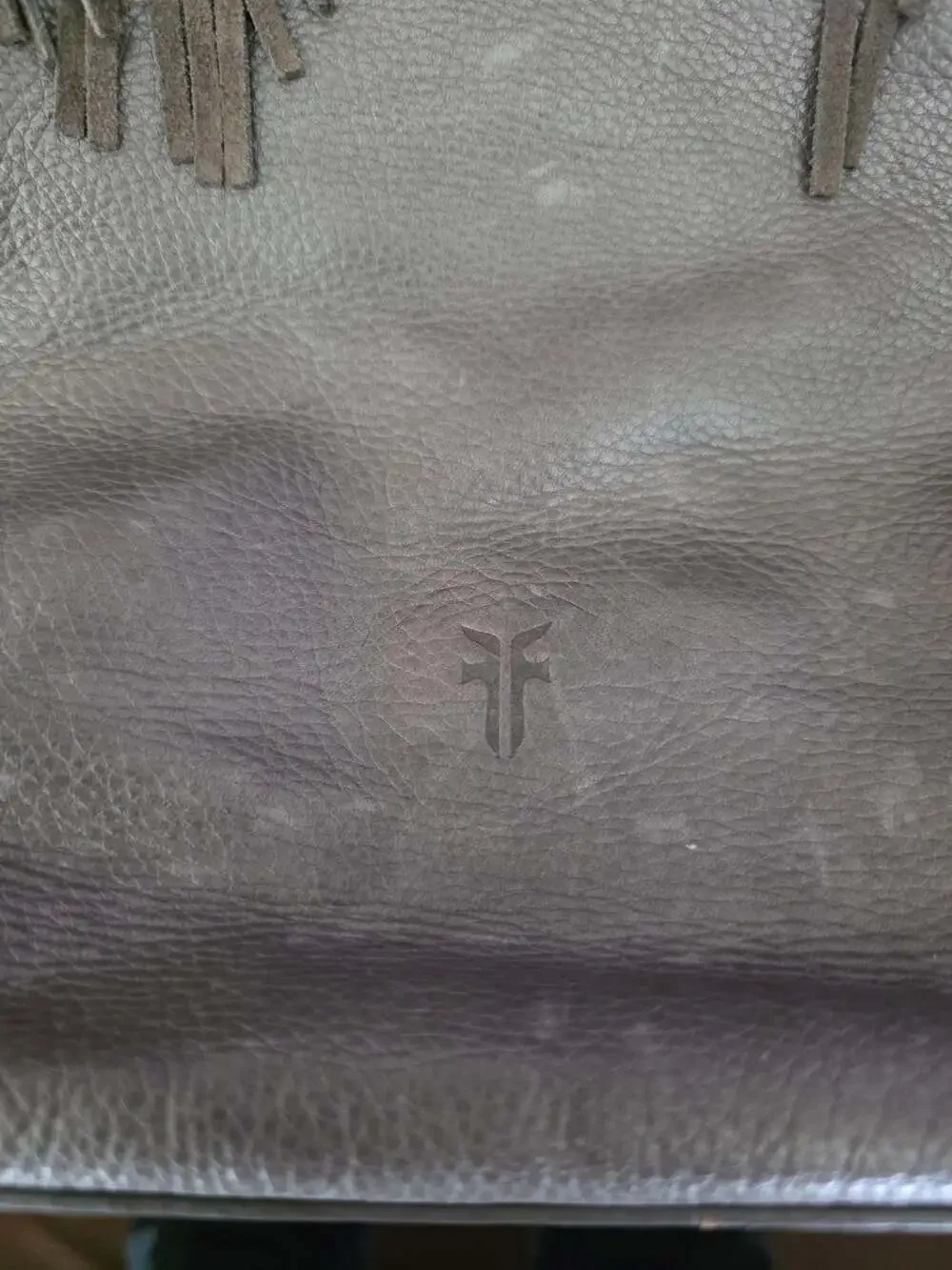 FRYE Grey Leather Hobo Bag with Tassel Detail